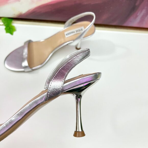 Steve Madden Elma Slingback high Heel Sandal in silver Size 8.5 - Picture 6 of 11